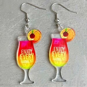 Cheers to Style: Colorful Cocktail Dangle Earrings! NWT Tropical Drink